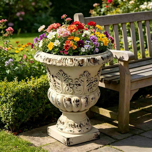 MGO Garden Planter, Garden decoration and planting,Color Antique White, Size 16.53"Wx16.53''Dx20.47"H