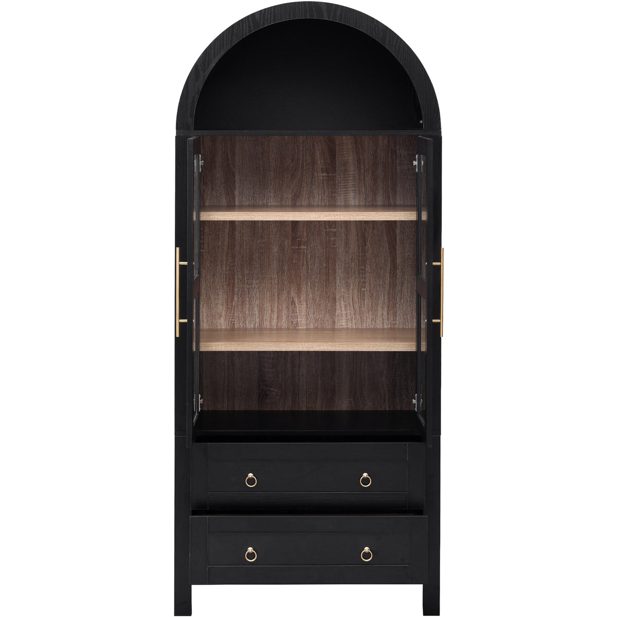 K&K 71" Tall Arched Kitchen Pantry Cabinet with 2 Large Drawers, Modern Farmhouse Kitchen Storage Cabinets with Adjustable Shelves
