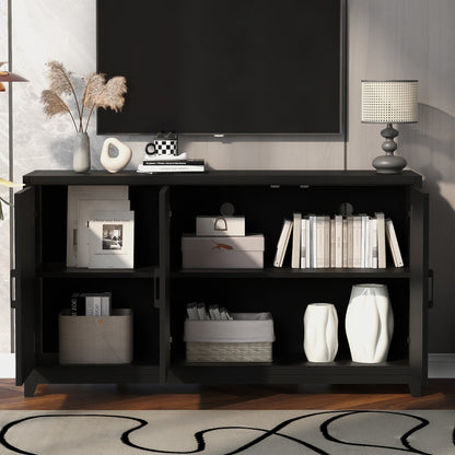 VIBE HAUS TV Stand for TVs up to 65 Inches, Modern Entertainment Center Media Console Cabinet with 2 Spacious Storage Space, Solid Wood Legs for Living room(Same SKU:N724P206551B)