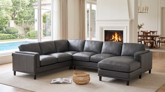 Leather Match U-Shape Sectional