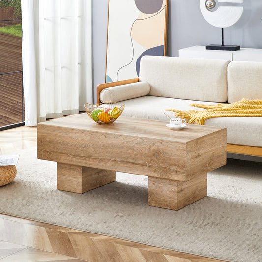 Modern Simple Light Wood Texture MDF Coffee Table - 43.3'x21.6'x17.2' Practical Model.Making it an ideal addition to any living room or apartment.W1151P224251