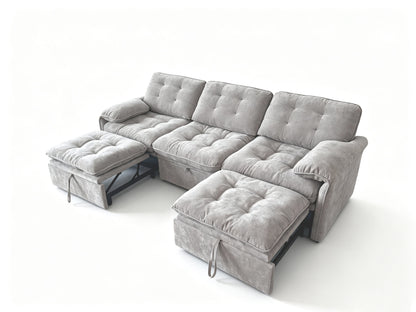 3‑in‑1 Convertible Chenille Sofa Bed, 5‑Level Adjustable Backrest Sleeper Sofa,Chenille Cloud Sofa,Pull-Out Sofa Bed