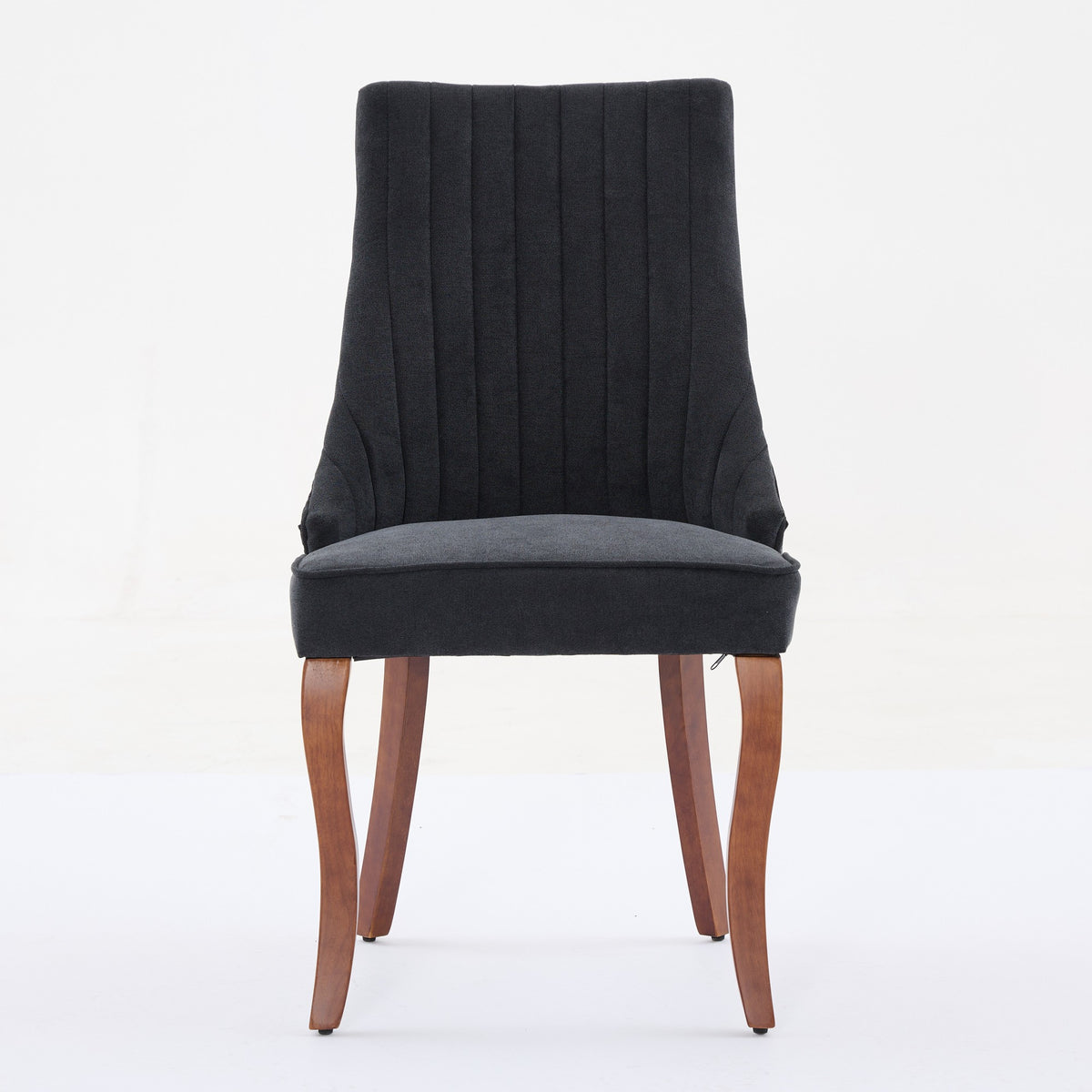Rayon Cloth Flocking Linen Dining Chairs Channel Kitchen Dinner Chair Comfy Fabric Upholstered Accent Chair for Dining Room with Curved - Black