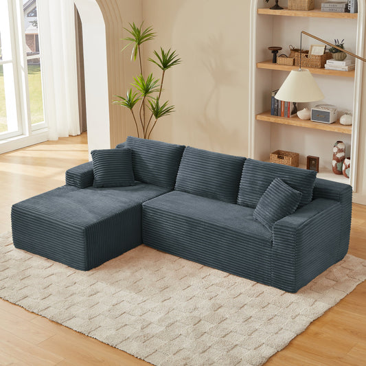 L-Shaped Cloud Sectional Sofa with Deep Seat, No Assembly Required, Modular Couches Sleeper, Dark Grey – Model W2339S00118
