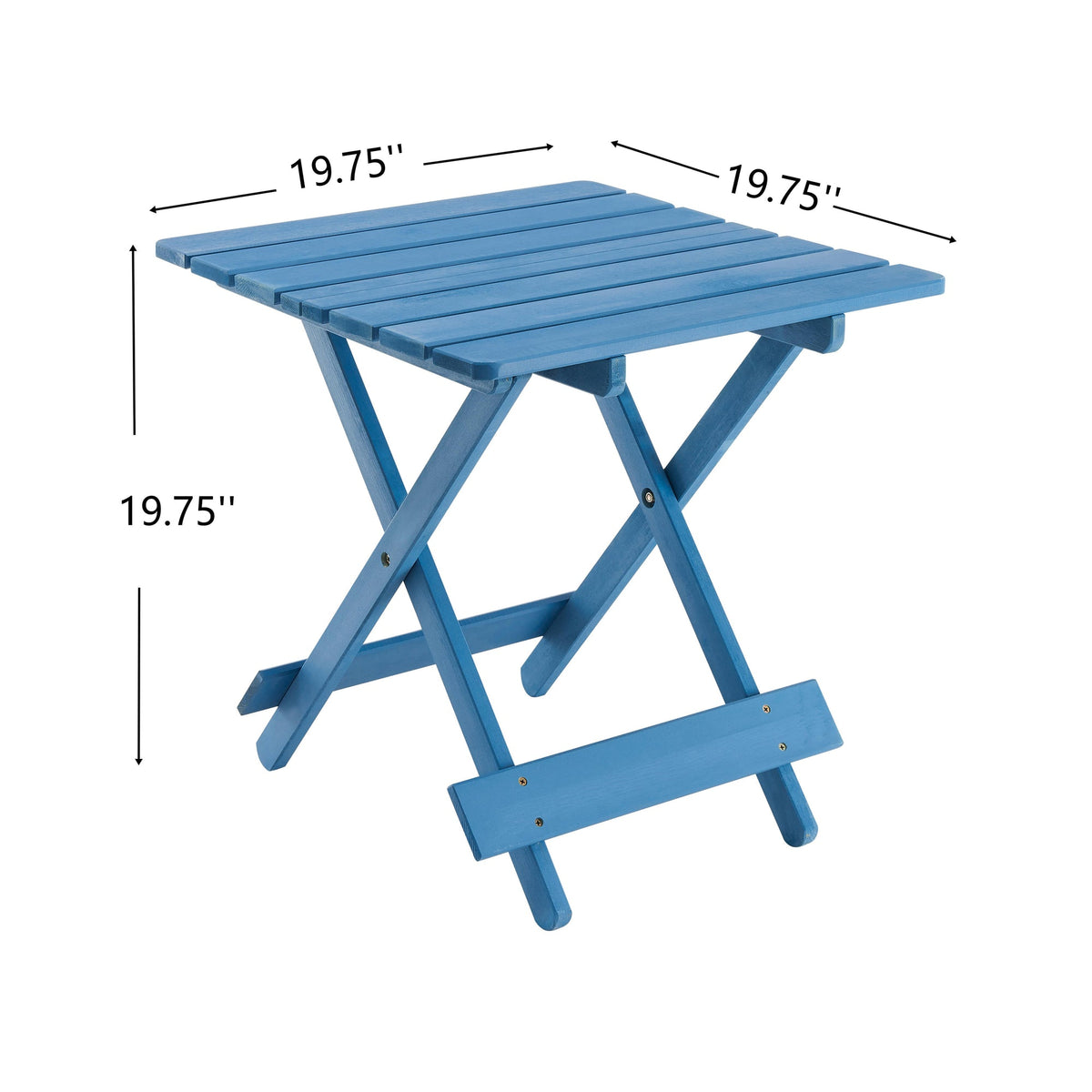 Folding Square Table Patio Outdoor solid wood Table for Backyard, Balcony, Portable Design Space-Saving Blue Color