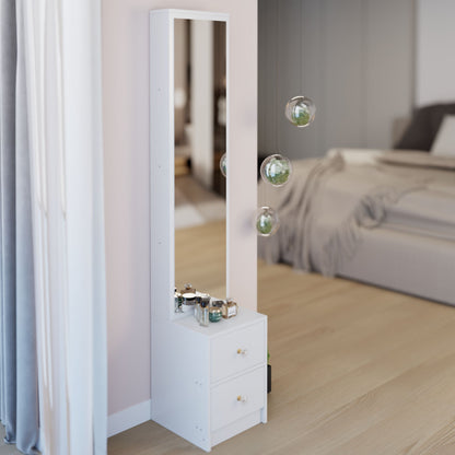 Simple Stylish Dressing Mirror Cabinet, Cosmetic Organizer Cabinet, Jewelry Cabinet, Extra Large Full Body Mirror, Multi Layer High Capacity Storage, 11.8" x 15.7" x 63", EPA, GCC, UL Certificate