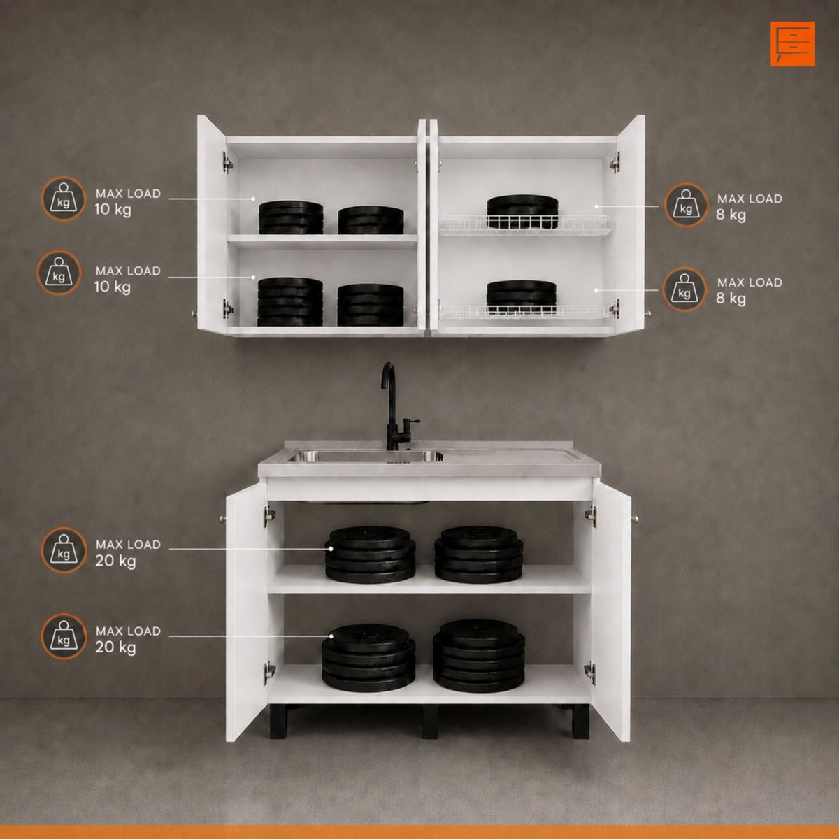 White 2-Piece Kitchen Sink Cabinet Set