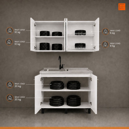 White 2-Piece Kitchen Sink Cabinet Set