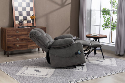 Ultra wide electric lounge chair with hot massage heating and auxiliary standing function - velvet rotating lounge chair for living room, bedroom, and office use