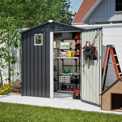 Metal Outdoor Storage Shed 6FT x 4FT, Steel Utility Tool Shed Storage House