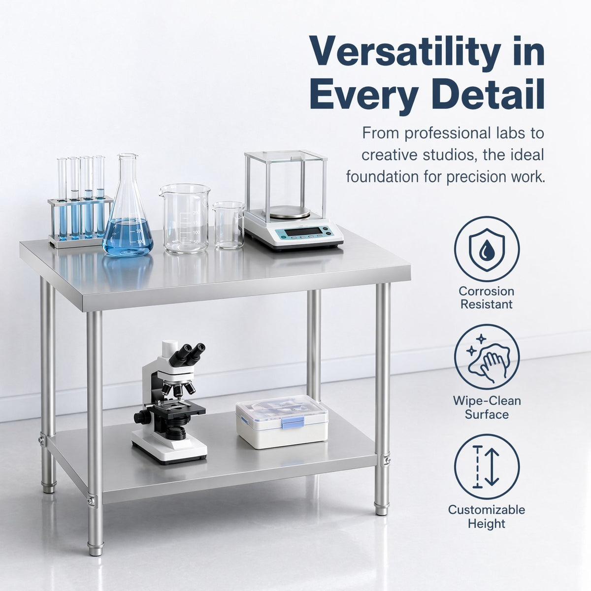 Commercial Stainless Steel Kitchen Prep Table 48''x24'' with Under Shelf for Restaurant and Home Use Silver