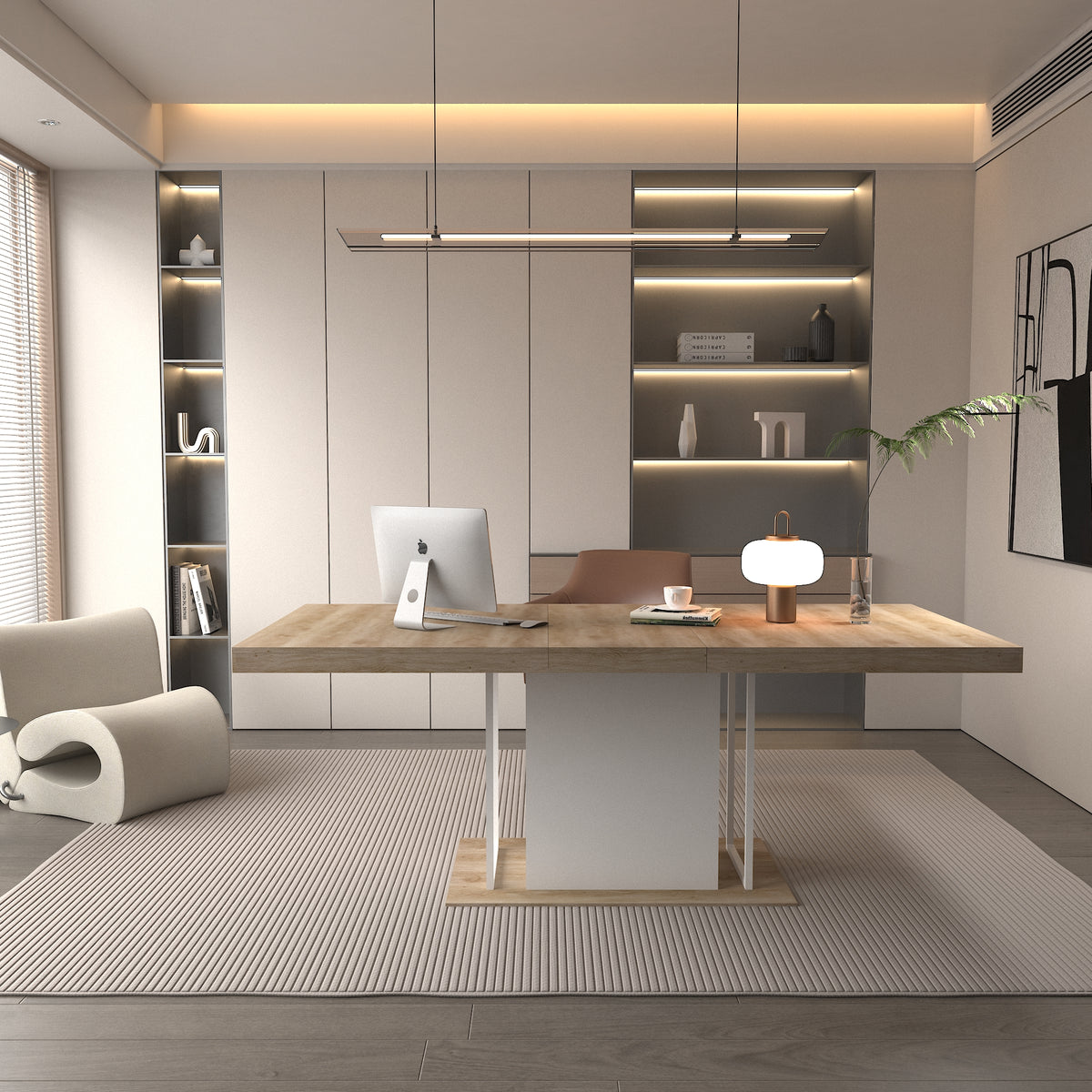 Rectangle extendable dining table for 6-10 people aged effect wood 160-200 cm