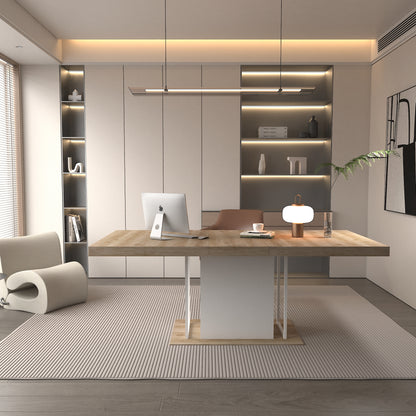 Rectangle extendable dining table for 6-10 people aged effect wood 160-200 cm