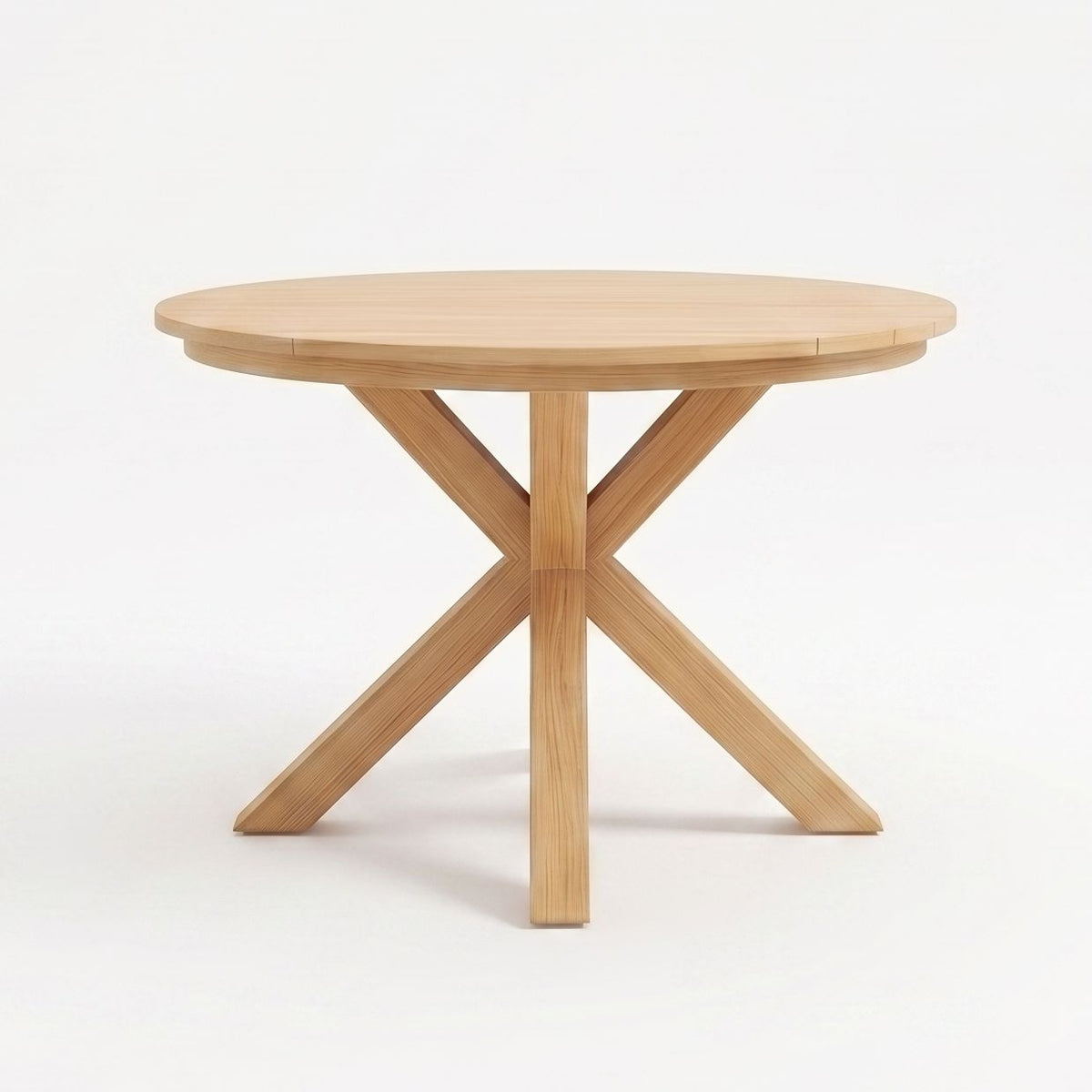 44.5 Inch Round Outdoor Dining Table, Premium Acacia Wood Patio Table with X-Shaped Base, Slatted Wooden  Table for Garden, Backyard, Balcony and Indoor Use, Acacia Wood Finish