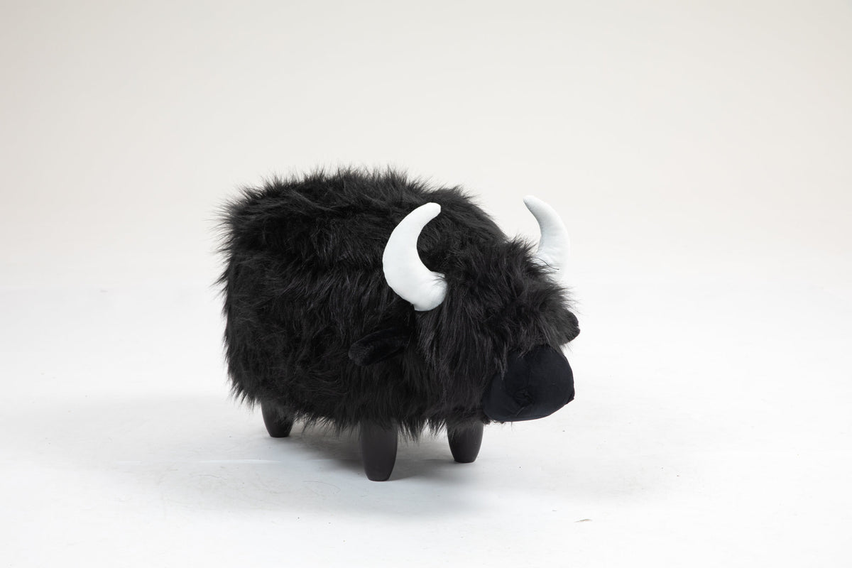 Harry the Buffalo Cow Storage Ottoman- Black