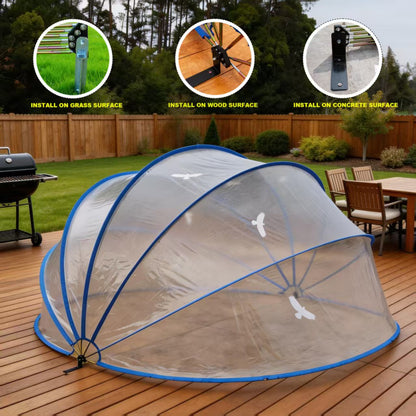 NEW 18ft Ground-Mounted Retractable Pool Cover, PVC Film Fiberglass Rod Pool Fence, Outdoor Pool Accessories, Suitable for 17.7FT and smaller Round Pools