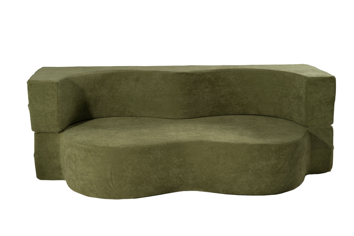 2-in-1 Folding Sofa Bed with Pillow, Twin Sleeper Sofa, Floor & Futon Loveseat Couch, Foam Folding Mattress Sleeper for Living Room, Guest Use, Office, Apartment, No Assembly Required,Green