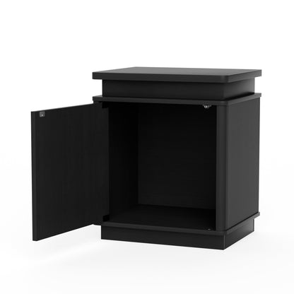 Two-piece nightstand set with arched recesses, storage cabinets with LED lighting, ample storage space, and magnetic push-to-open doors; suitable for bedrooms, living rooms, and offices; Black
