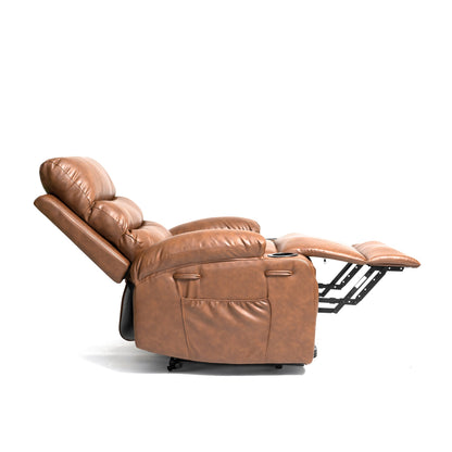 21"seat width,large size Electric Power Lift Recliner Chair Sofa for Elderly, 8 point vibration Massage and lumber heat, Remote Control, Side Pockets and Cup Holders, cozy fabric, overstuffed arm pu