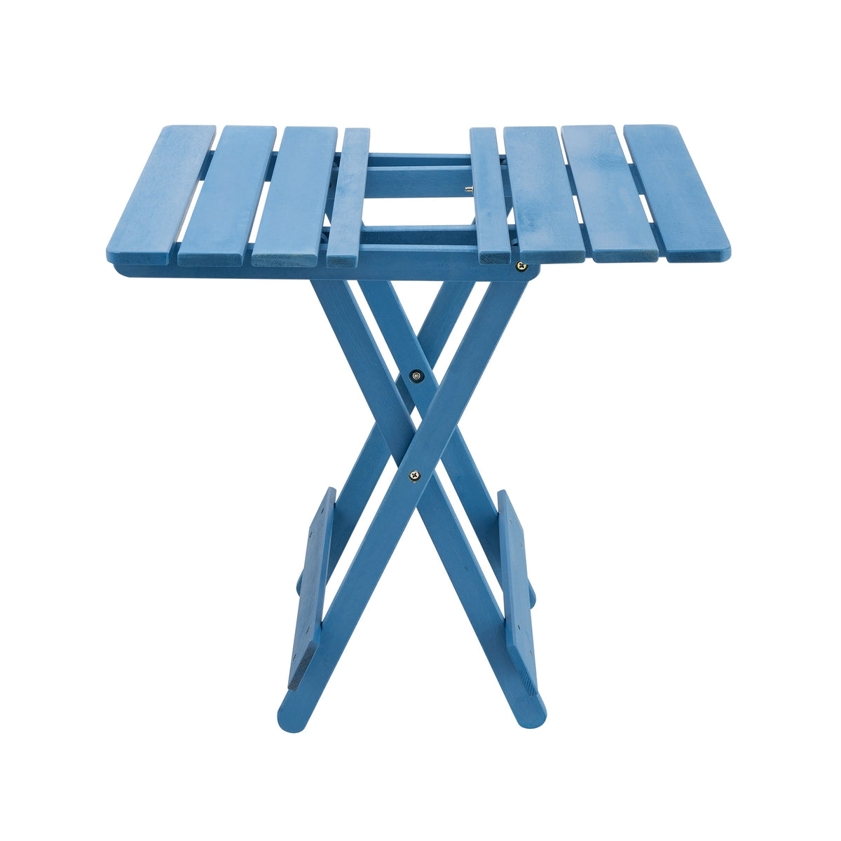 Folding Square Table Patio Outdoor solid wood Table for Backyard, Balcony, Portable Design Space-Saving Blue Color