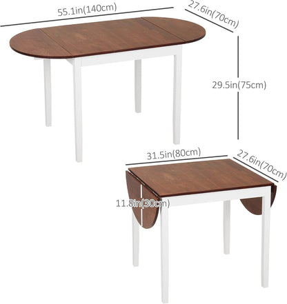 DFW Solid Wood Folding Dining Table, Drop Leaf Kichen Dining Room Desk for Small Spaces, Small Kitchen, Expandable Folding Round Table for Home, Apartment,Office, Brown
