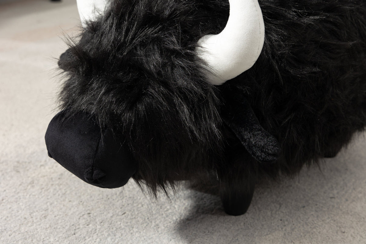 Harry the Buffalo Cow Storage Ottoman- Black