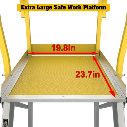 5 Step 375lbs Aluminum Rolling Platform Ladder