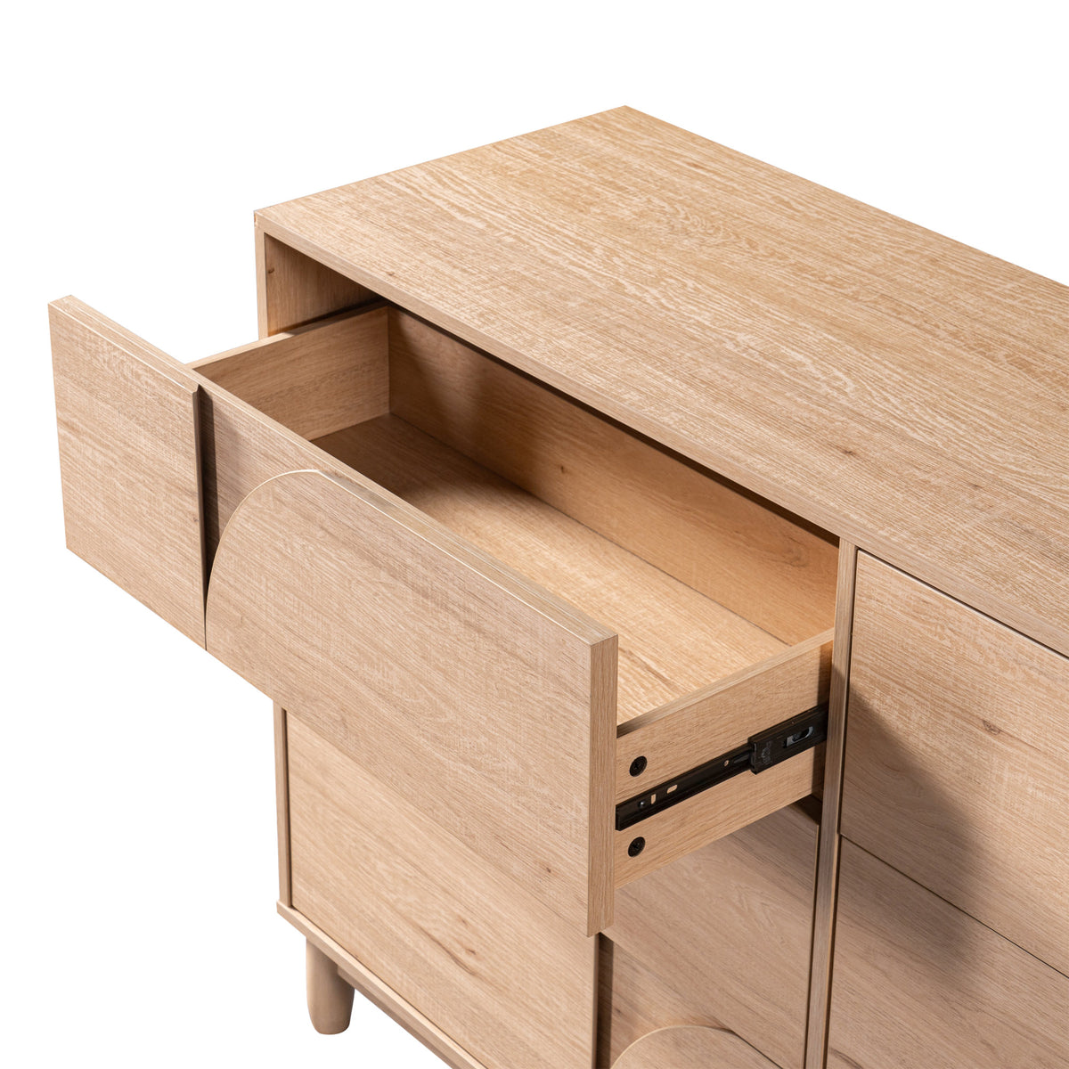Mid Century 6-Drawer Dresser for Bedroom, 55" Wide Modern Chest of Drawers, TV Stand for Living Room, Solid Wood legs,Vanity Desk, Closet Storage, Drawers Organizer Furniture, Hallway,Light Oak