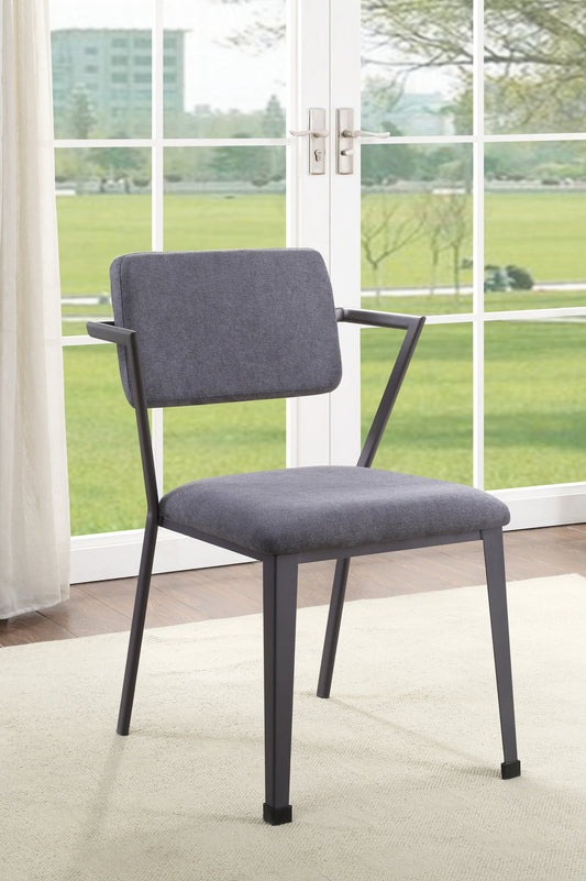 Cargo Gray Fabric & Gunmetal Finish Dining Chair ( Set of 2)
