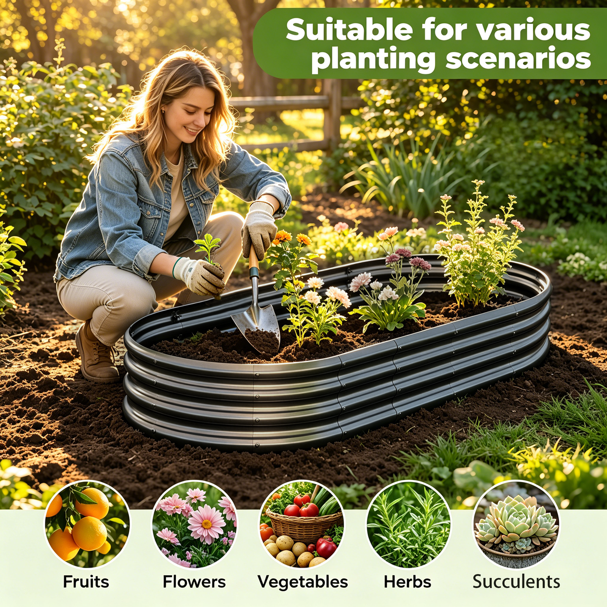 Galvanized Raised Garden Bed 6x3x1ft - Heavy Duty Metal Planter Box for Vegetables, Herbs & Flowers, Rust-Proof Outdoor Garden Bed with Large Capacity, Black, 2PCS