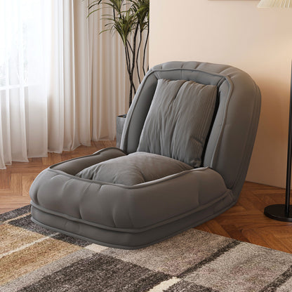 Upholstered  Human Dog Bed for Adults and Pets, Foldable Lazy Sofa Bed with 5 Adjustable Position, Includes 2 Soft Pillows for Bedroom, Living Room, Reading Corner(Grey)  W2699P410738