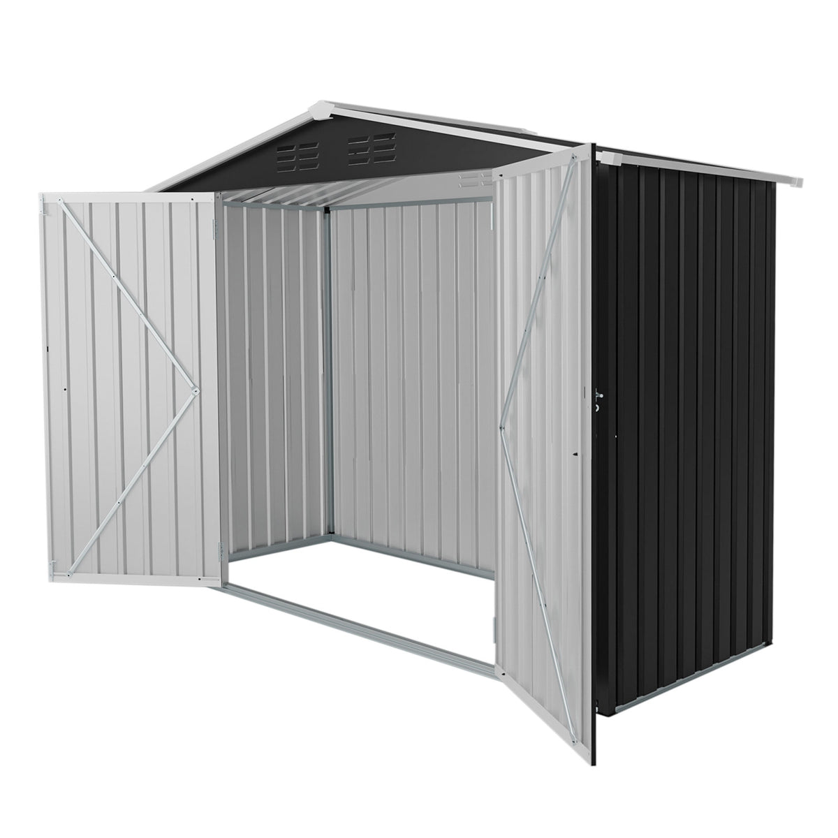 8ft x 4ft Outdoor Metal Storage Shed with Lockable Latch, Black(7.81*3.64 FT)