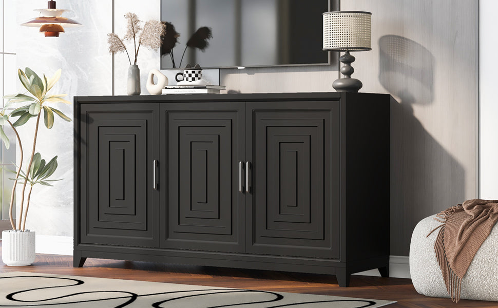 VIBE HAUS TV Stand for TVs up to 65 Inches, Modern Entertainment Center Media Console Cabinet with 2 Spacious Storage Space, Solid Wood Legs for Living room(Same SKU:N724P206551B)