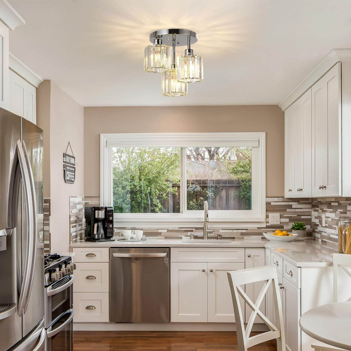 Semi Flush Mount Ceiling, 3-Light Kitchen Mount