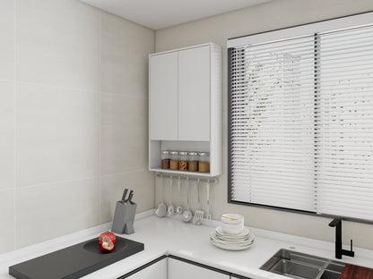 24" Bathroom Wall Cabinet, Soft Close Doors, Float Mounting Design,Glossy White,(KD-Packing)