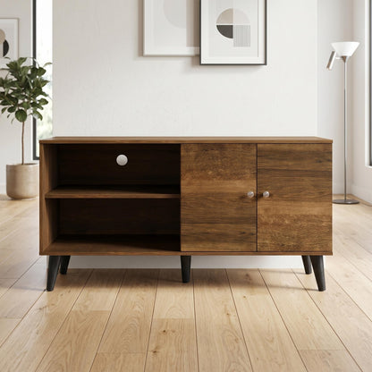 Amidon TV Stand for TVs up to 47.3', with 2 Storage Shelves& 1 Cabinet, Modern Entertainment Centre for TV in Living Room in Brown