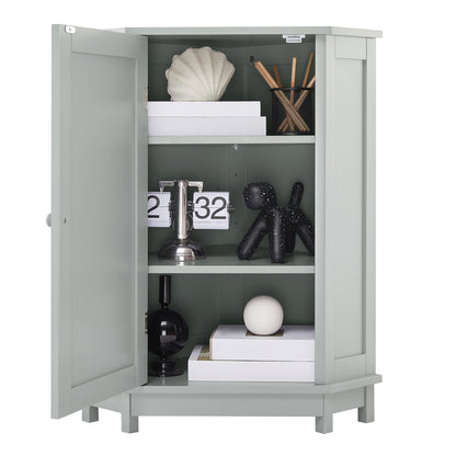 Grey Bathroom Cabinet Triangle Corner Storage Cabinet with Adjustable Shelf Modern Style MDF Board