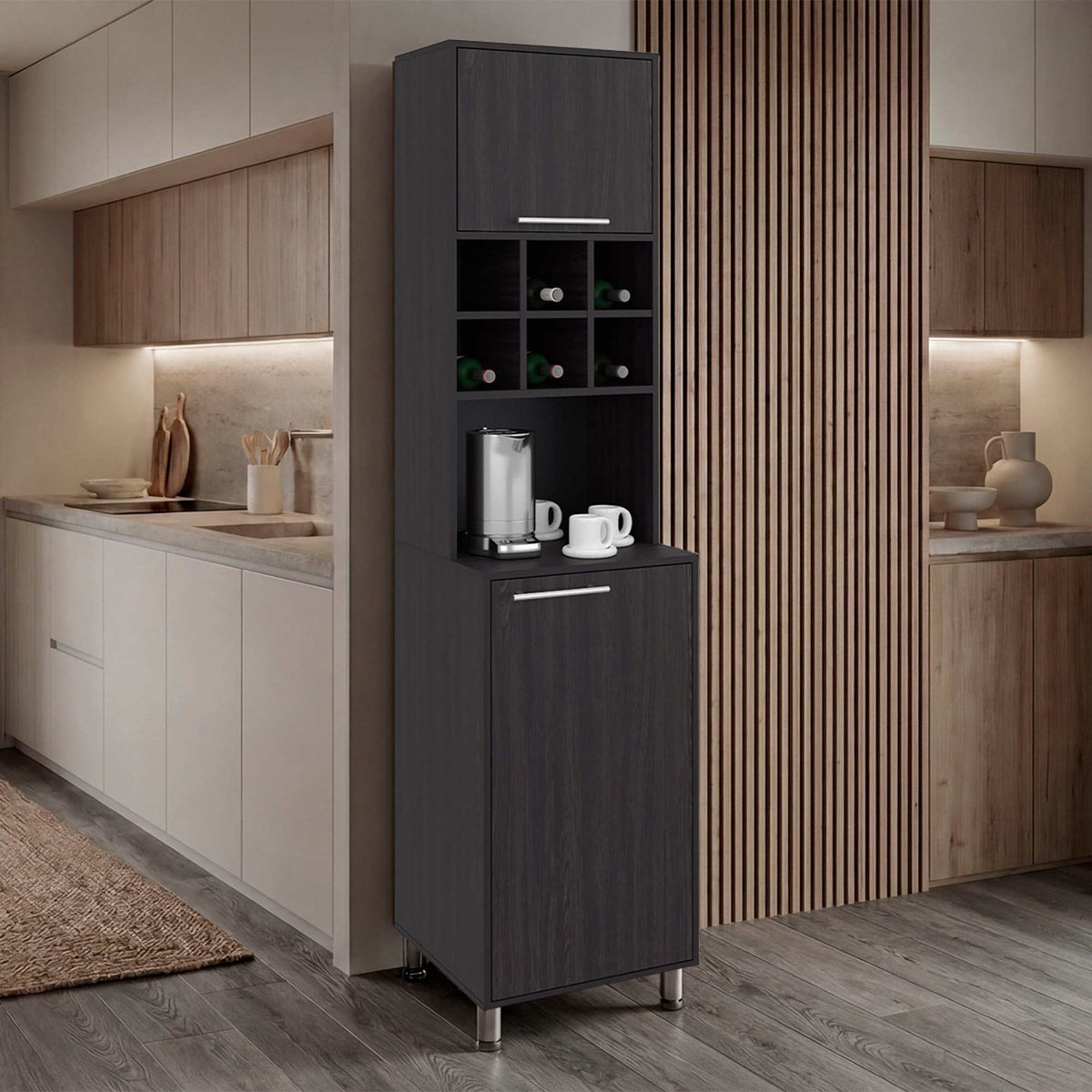 Wenge Open Shelves Kitchen Pantry