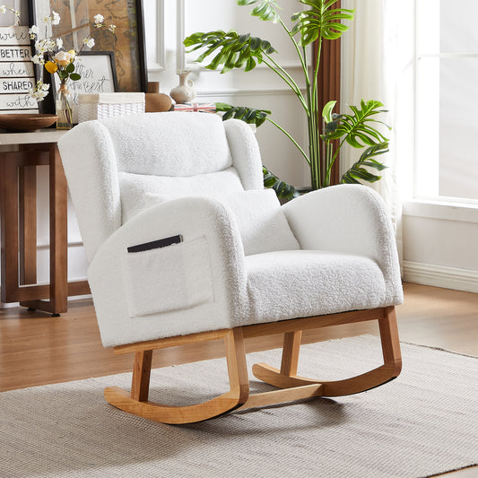 27.2'W Modern Accent High Backrest Living Room Lounge Arm Rocking Chair, Two Side Pocket