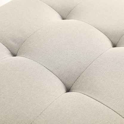 Ottoman storage bench, recessed support hinge top easy to open, rivet trim around, bedroom, entrance, living room, linen (Beige)