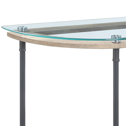 Brantley Clear Glass & Sandy Gray Finish Sofa Table