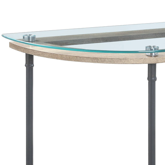 Brantley Clear Glass & Sandy Gray Finish Sofa Table