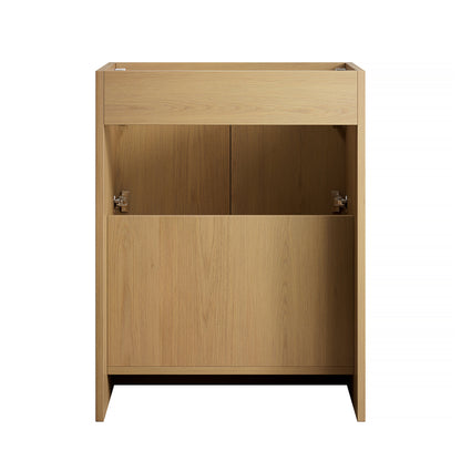 FINO 24" Bathroom Vanity&Sink,Freestanding Cabinet,Cream Gold Vein Sintered Stone Top&Ceramic Basin with 3 Pre-drilled Faucet Holes, Disassembled, Faucet & Drain Excluded, Corolla Oak Woodgrain Color