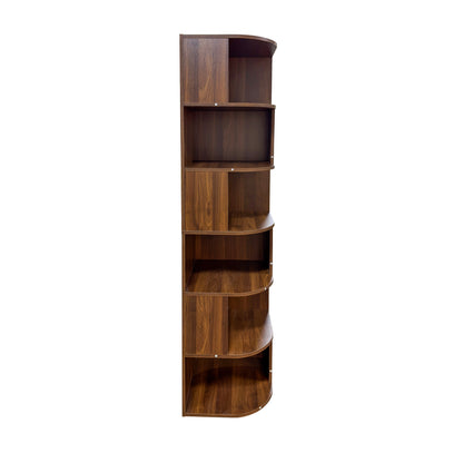 Corner Bookshelf, 6-Tier Modern Corner Book Shelf with Baffle