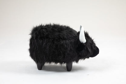 Harry the Buffalo Cow Storage Ottoman- Black