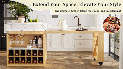 U_STYLE Modern Imitation Marble Counter Height Dining Table for 4, Farmhouse Bar Table with Adjustable Shelf, for Kitchen & Home Bar (Chairs Not Included)