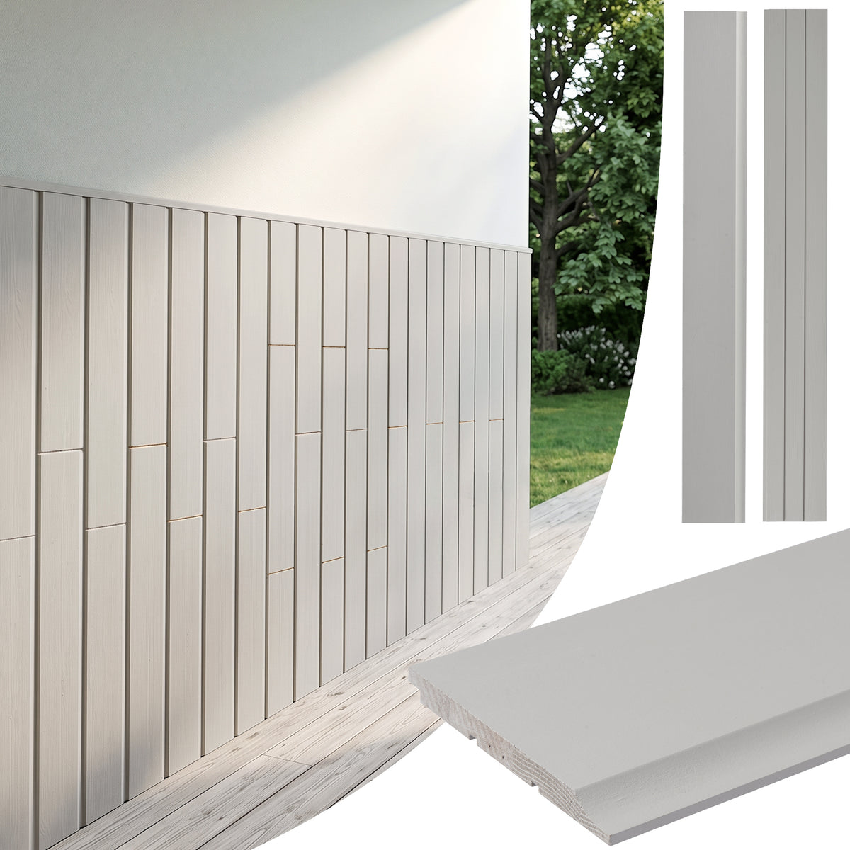 12-Pack 48x6 Inch Hemlock Wall Panels, Indoor Outdoor Wall Cladding, Solid Wood Decorative Siding for Living Room, Patio, Porch, DIY Easy Installation Neutral Matte Finish Wall Planks