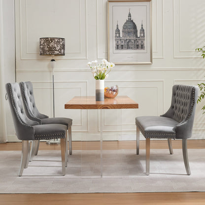 Velvet Double Dining Loveseat Bench, Kitchen & Dining Seating, 2-Seat Tufted Bench w/Handmade Buttons, Wing Back