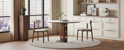 Solid Wood Dining Chairs Set of 4, Luxurious Chenille Upholstered Kitchen Chairs, Farmhouse Dining Room Chair with X-Shaped Metal Reinforcement, Beige