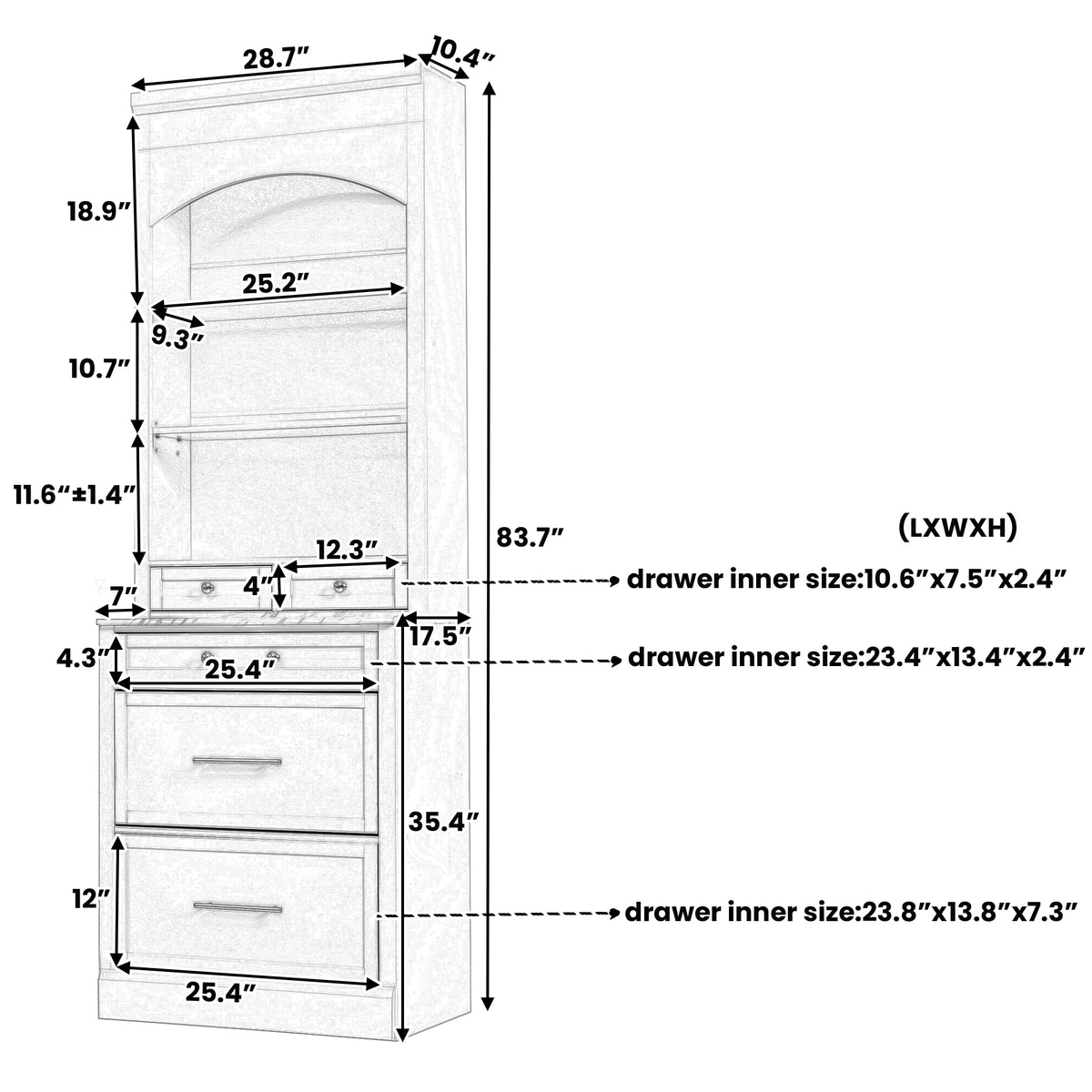 [Assembly Video Provided] TOPMAX Modern 83.7inch High Kitchen Pantry, Freestanding Tall Kitchen Hutch with Faux Marble Top – Model SP000075AAE